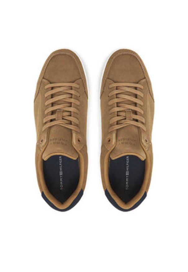 TOMMY HILFIGER - Tommy Hilfiger Sneakersy Th Court Summer Suede FM0FM05517 Brązowy. Kolor: brązowy. Materiał: zamsz, skóra