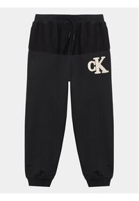 Calvin Klein Jeans Spodnie dresowe Towelling Logopack IB0IB01677 Czarny Regular Fit. Kolor: czarny. Materiał: bawełna