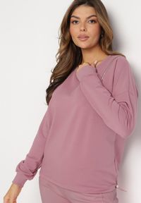 Born2be - Ciemnoróżowa Bawełniana Bluza z Zamkiem i Ściągaczami Araphose. Kolor: różowy. Materiał: bawełna #5