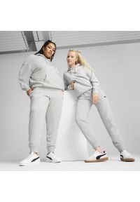 Puma - Damskie spodnie dresowe z małym logo No.1 ESS PUMA Light Gray Heather. Kolor: czarny, szary, wielokolorowy. Materiał: dresówka. Sport: turystyka piesza