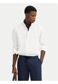 Bugatti Koszula 9550-78900C Biały Casual Fit. Okazja: na co dzień. Kolor: biały. Materiał: len. Styl: casual #1