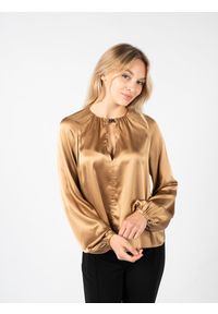 Pinko Bluzka "Famatina" | 1G16PE ZR64 | Kobieta | Złoty. Okazja: na co dzień. Kolor: złoty. Materiał: jedwab, elastan. Długość rękawa: długi rękaw. Długość: długie. Styl: casual #3