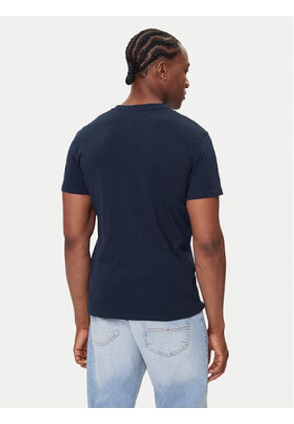 Tommy Jeans T-Shirt Linear Chest DM0DM21780 Granatowy Slim Fit. Kolor: niebieski. Materiał: bawełna