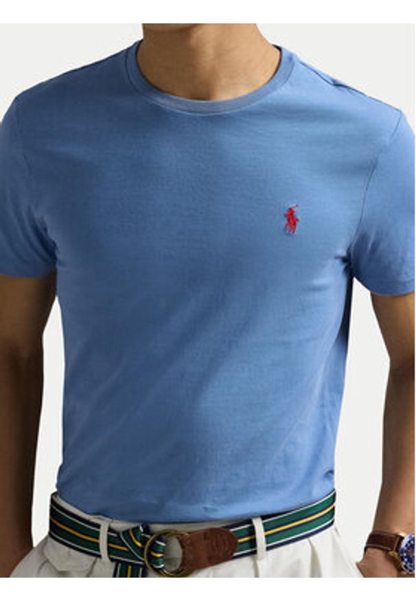 Polo Ralph Lauren T-Shirt 710671438408 Niebieski Slim Fit. Typ kołnierza: polo. Kolor: niebieski. Materiał: bawełna