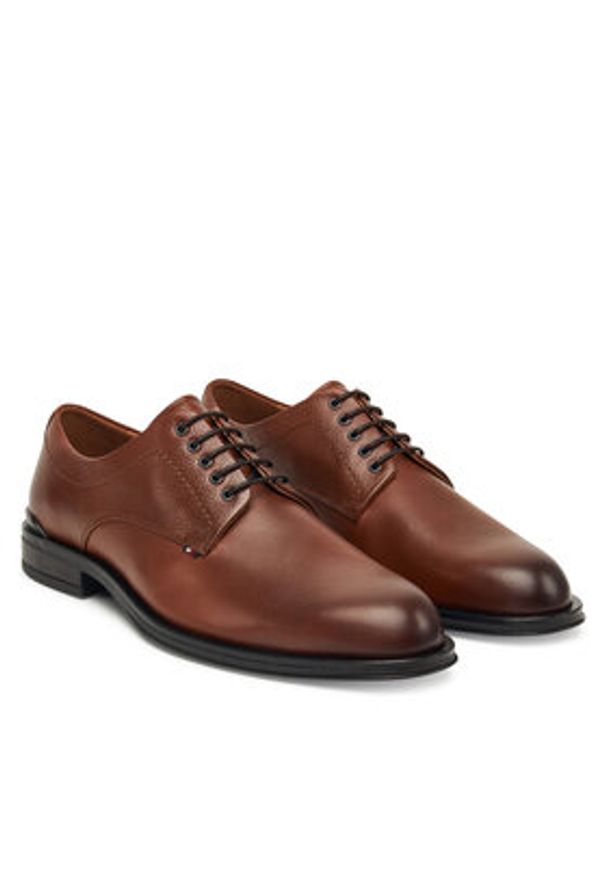 TOMMY HILFIGER - Tommy Hilfiger Półbuty Corporate Hilfiger FM0FM05581 Brązowy. Kolor: brązowy. Materiał: skóra