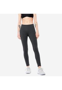 DOMYOS - Legginsy fitness damskie Nyamba 100 Salto. Kolor: szary. Materiał: bawełna, materiał, elastan. Sport: fitness