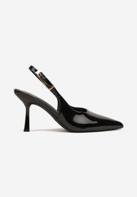Born2be - Czarne Lakierowane Sandały Vices na Szpilce Bez Pięty Tillanea. Zapięcie: sprzączka. Kolor: czarny. Materiał: lakier. Obcas: na szpilce. Styl: klasyczny, elegancki