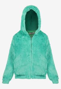 Born2be - Zielona Kurtka Futerko Teddy Oversize Denon. Typ kołnierza: kaptur. Kolor: zielony. Materiał: futro. Sezon: zima, jesień #7