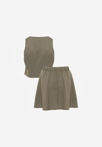 Renee - Zielony Komplet z Kamizelką i Rozkloszowaną Spódnicą z Eleganckimi Guzikami Jenane. Kolor: zielony #5