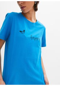 bonprix - T-shirt z czystej bawełny. Kolor: niebieski. Materiał: bawełna. Wzór: nadruk #3
