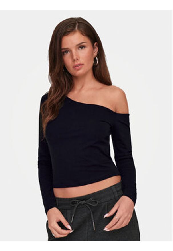 only - ONLY Bluzka Live Love 15344398 Czarny Slim Fit. Kolor: czarny. Materiał: bawełna