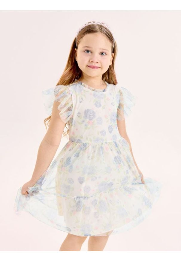 Sinsay - Tiulowa sukienka z falbanami i motywem kwiatowym - wielobarwny. Materiał: tiul. Wzór: kwiaty