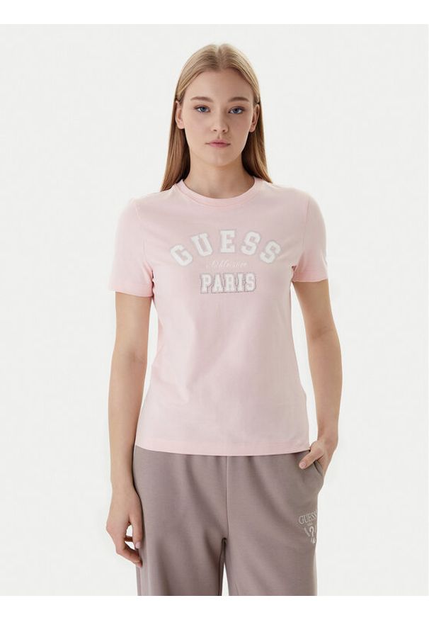 Guess T-Shirt V6RI15 J1314 Różowy Regular Fit. Kolor: różowy. Materiał: bawełna