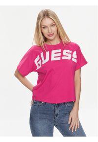 Guess T-Shirt Deana Boxy V4RI09 KC2Z0 Różowy Regular Fit. Kolor: różowy. Materiał: bawełna
