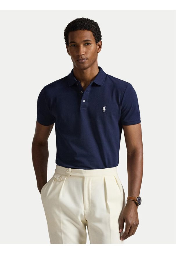 Polo Ralph Lauren Polo 710941439038 Granatowy Custom Slim Fit. Typ kołnierza: polo. Kolor: niebieski. Materiał: bawełna