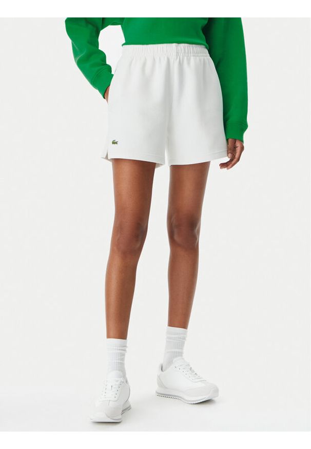 Lacoste Szorty sportowe GF9606 Biały Regular Fit. Kolor: biały. Materiał: bawełna