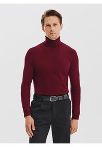 Pako Lorente - PAKO LORENTE - Bordowy gładki golf męski. Typ kołnierza: golf. Kolor: czerwony. Materiał: elastan, bawełna, poliamid. Wzór: gładki. Sezon: jesień #1