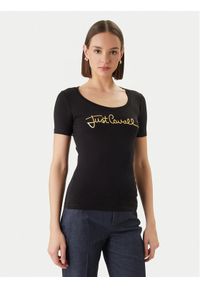 Just Cavalli T-Shirt 80PAHT02 CJ502 Czarny Slim Fit. Kolor: czarny. Materiał: bawełna #1