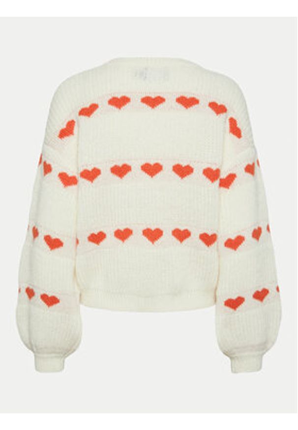 Pieces Sweter Nove 17152014 Écru Regular Fit. Materiał: syntetyk