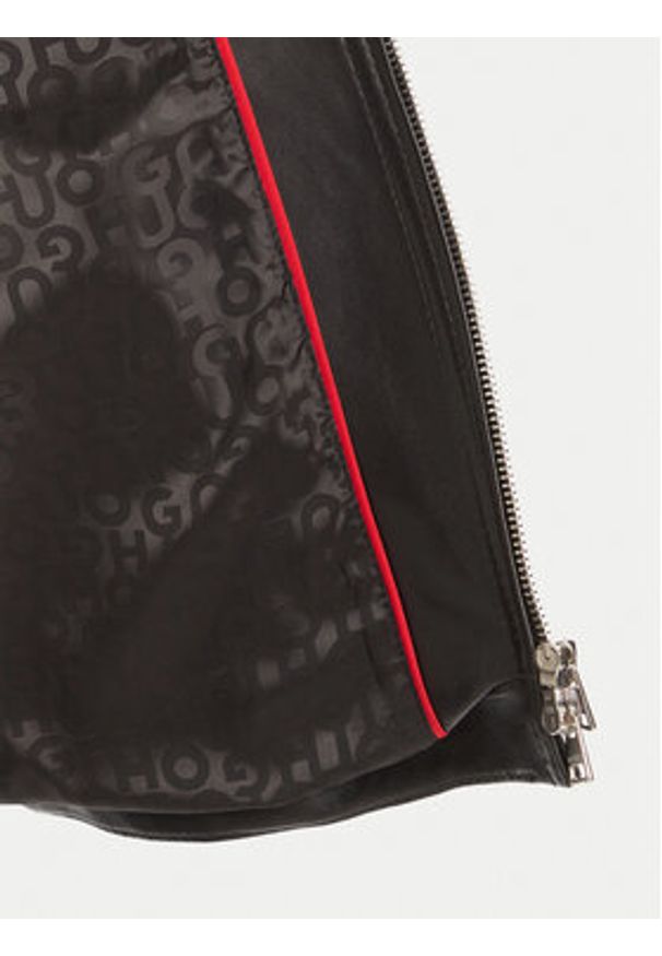 Hugo - HUGO Kurtka skórzana Lasari 50541262 Czarny Regular Fit. Kolor: czarny. Materiał: skóra