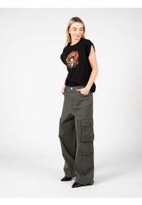 Pinko Spodnie "Ajaccio" | 101940 A175 | Kobieta | Wojskowa Zieleń. Okazja: na co dzień. Stan: podwyższony. Materiał: bawełna, elastan. Styl: militarny