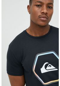 Quiksilver t-shirt bawełniany kolor czarny z nadrukiem. Kolor: czarny. Materiał: bawełna. Wzór: nadruk #3
