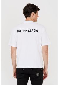 Balenciaga - BALENCIAGA Biały t-shirt z logo na plecach. Kolor: biały #6