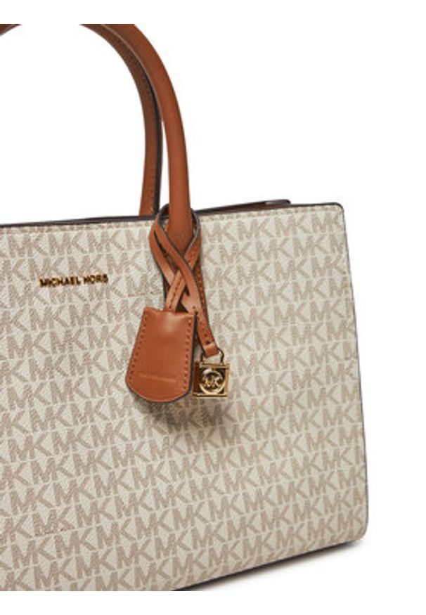 MICHAEL Michael Kors Torebka Scarlett Medium Signature Logo Satchel 30F4GETS2B Beżowy. Kolor: beżowy. Materiał: skórzane