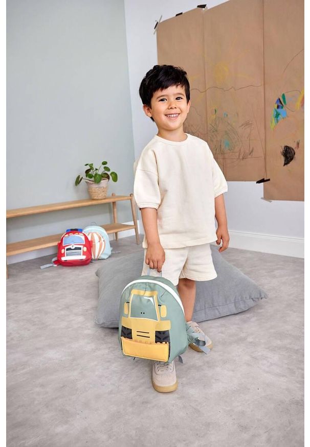 Lassig Tiny Drivers Spychacz Mini szałwiowy. Materiał: materiał. Wzór: aplikacja, paski