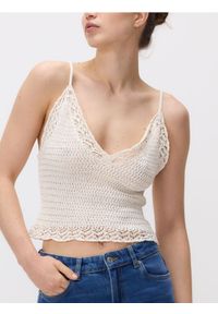 Reserved - Dzianinowy top - złamana biel. Materiał: dzianina. Styl: klasyczny #1