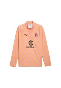 Puma - Męska bluza przedmeczowa z zamkiem 1/4 AC Milan PUMA Pink Fruit Sunny Yellow. Kolor: różowy. Sport: piłka nożna