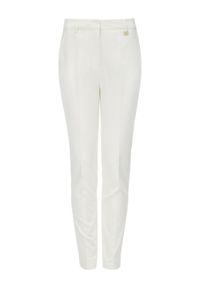 Ochnik - Kremowe spodnie damskie w kant. Kolor: biały. Materiał: bawełna. Styl: elegancki #4