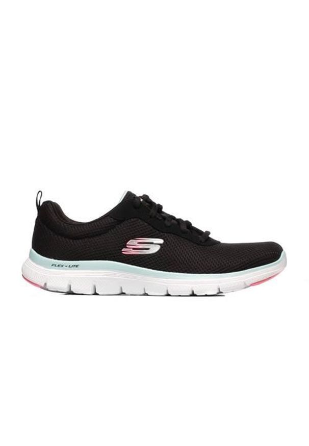 skechers - Buty do chodzenia damskie Skechers Flex Appeal 4.0. Kolor: czarny. Materiał: materiał, syntetyk. Szerokość cholewki: normalna. Sport: turystyka piesza