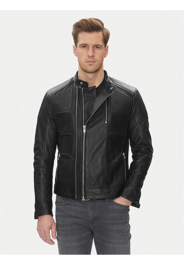 Serge Pariente Kurtka skórzana Couture Czarny Slim Fit. Kolor: czarny. Materiał: skóra