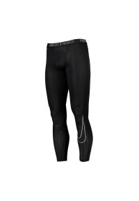 Legginsy męskie Nike z czarnego poliestru. Kolor: czarny, biały, wielokolorowy. Materiał: poliester. Technologia: Dri-Fit (Nike). Sport: piłka nożna #1
