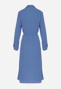 Born2be - Niebieska Koszulowa Sukienka z Materiałowym Paskiem Vivinara. Okazja: na imprezę, na co dzień. Kolor: niebieski. Materiał: materiał. Typ sukienki: koszulowe. Styl: elegancki, casual #6