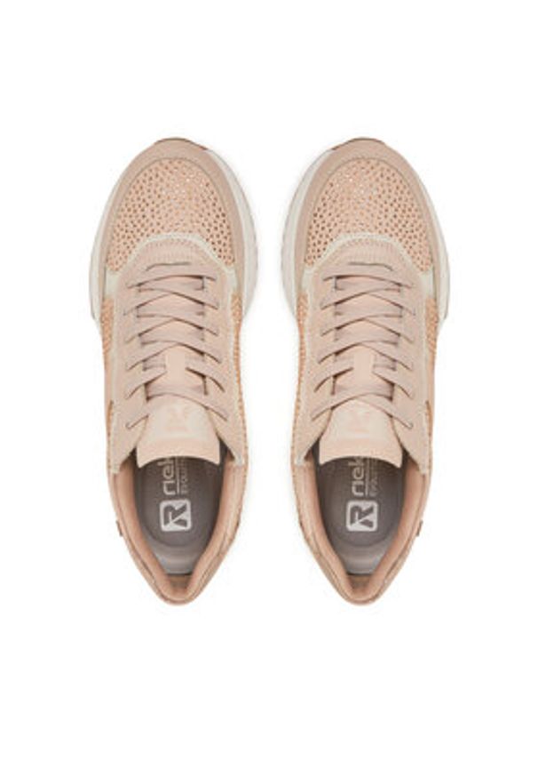 Rieker Sneakersy W1304-31 Różowy. Kolor: różowy. Materiał: skóra