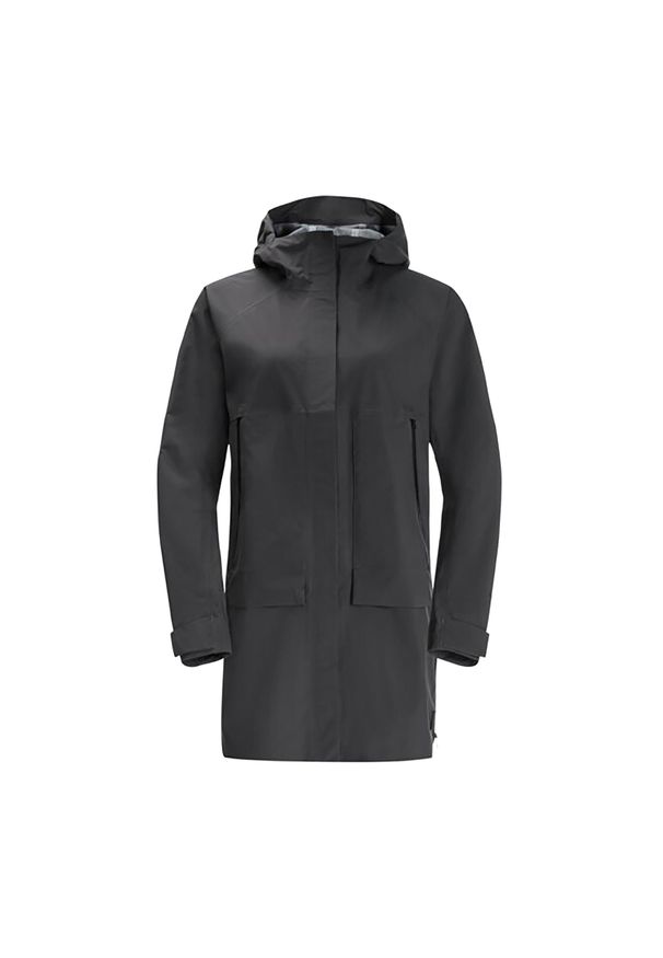 Kurtka przeciwdeszczowa damska Jack Wolfskin Goldgewann Parka. Kolor: czarny. Sport: turystyka piesza
