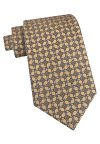 Krawat Męski - Angelo di Monti - Żółto Złoty w Geometryczny Wzór. Kolor: wielokolorowy, złoty, żółty. Materiał: tkanina. Wzór: geometria. Styl: elegancki, wizytowy