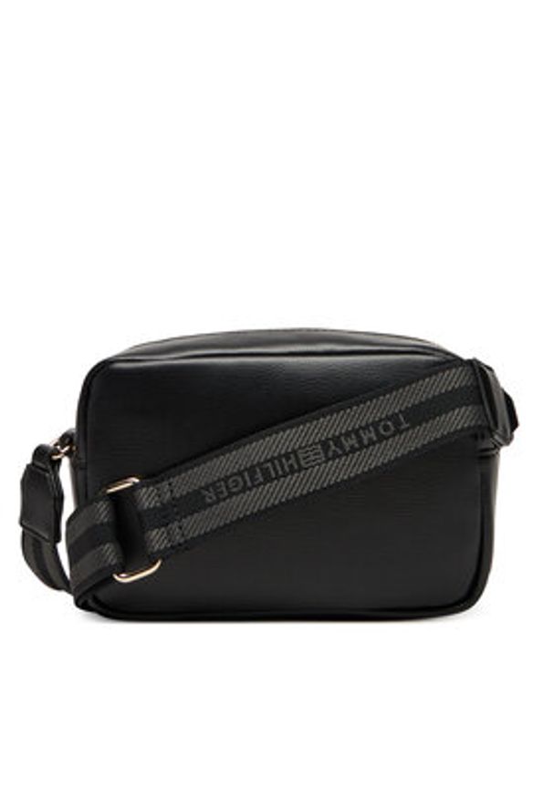 TOMMY HILFIGER - Tommy Hilfiger Torebka Th Logotape AW0AW17689 Czarny. Kolor: czarny. Materiał: skórzane