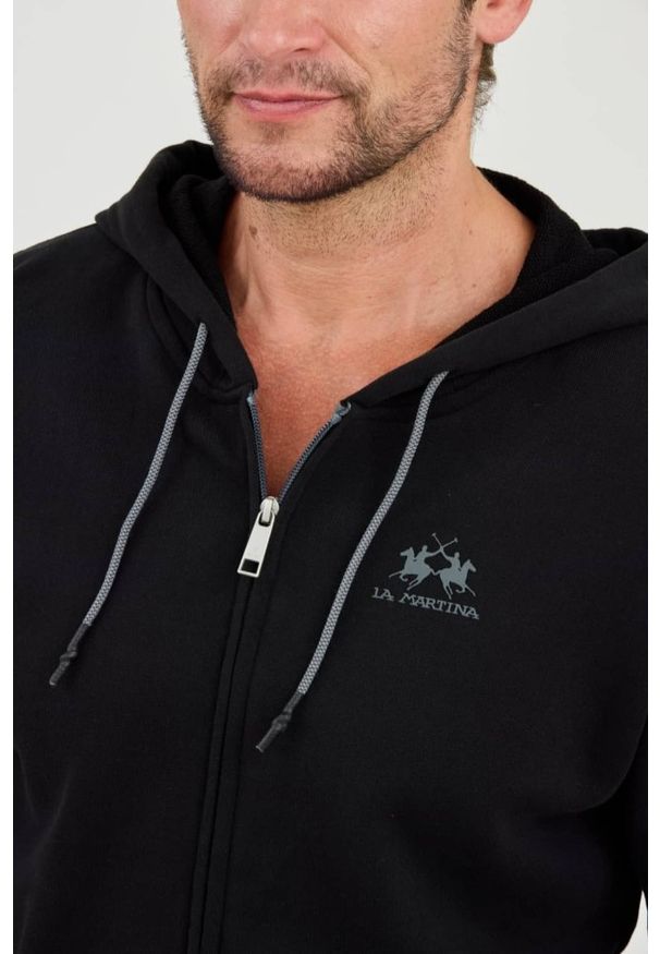 La Martina - LA MARTINA Czarna męska bluza Hooded Cot, Rozmiar XXL. Kolor: czarny