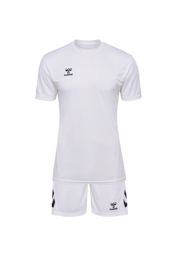 Zestaw koszulka + szorty Hummel Logo. Kolor: biały. Materiał: dresówka. Sport: piłka nożna