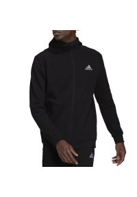 Adidas - Bluza adidas Essentials 4 Gameday Full-Zip Hoodie HE1811 - czarna. Okazja: na co dzień. Typ kołnierza: kaptur. Kolor: czarny. Materiał: bawełna, poliester, materiał. Wzór: aplikacja. Styl: klasyczny, casual