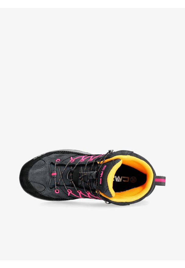 Buty trekkingowe dla dzieci CMP Rigel Mid WP. Wysokość cholewki: za kostkę. Kolor: wielokolorowy, różowy, czarny. Materiał: materiał. Szerokość cholewki: normalna