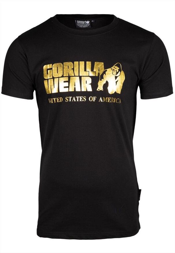 GORILLA WEAR - Classic Koszulka - Czarny/Złoty. Kolor: czarny, wielokolorowy, żółty. Sport: fitness