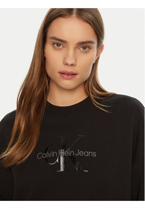Calvin Klein Jeans Bluza Glossy Monologo J20J224724 Czarny Regular Fit. Kolor: czarny. Materiał: bawełna
