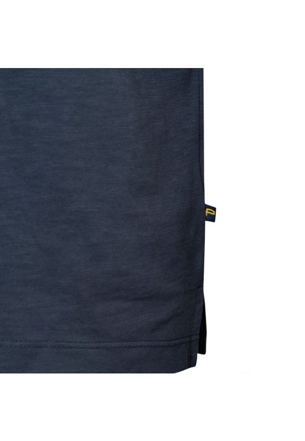 Granatowy Męski T-Shirt, Dekolt z Guzikami - Pako Jeans. Okazja: na co dzień. Kolor: niebieski. Materiał: bawełna. Styl: casual