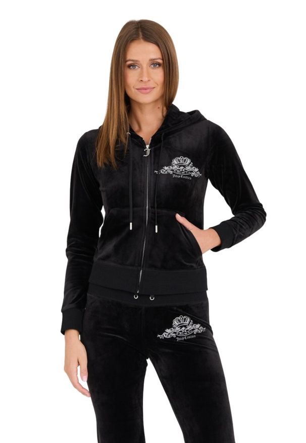 Juicy Couture - JUICY COUTURE Czarna damska bluza Arched Metallic, Rozmiar M. Kolor: czarny