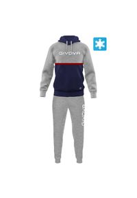 Givova Tuta Italia 106 męski dres z kapturem, dwukolorowy, polar, rozmiar L. Kolor: niebieski, wielokolorowy. Materiał: polar, dresówka #1