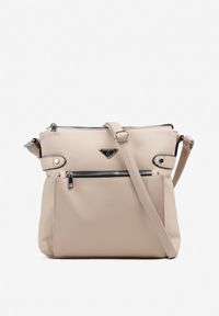Born2be - Ciemnobeżowa Torebka Listonoszka z Regulowanym Paskiem Nanellisa. Kolor: beżowy. Styl: elegancki